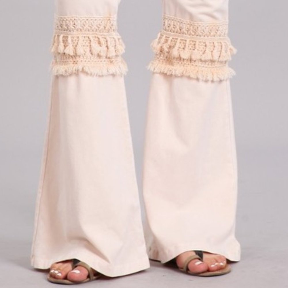 USA Made Retro Hand Dyed Fringed Crochet Pants